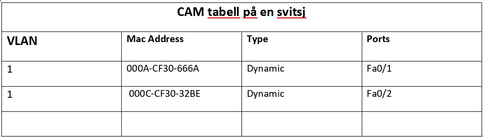 CAM-tabell i en svitsj